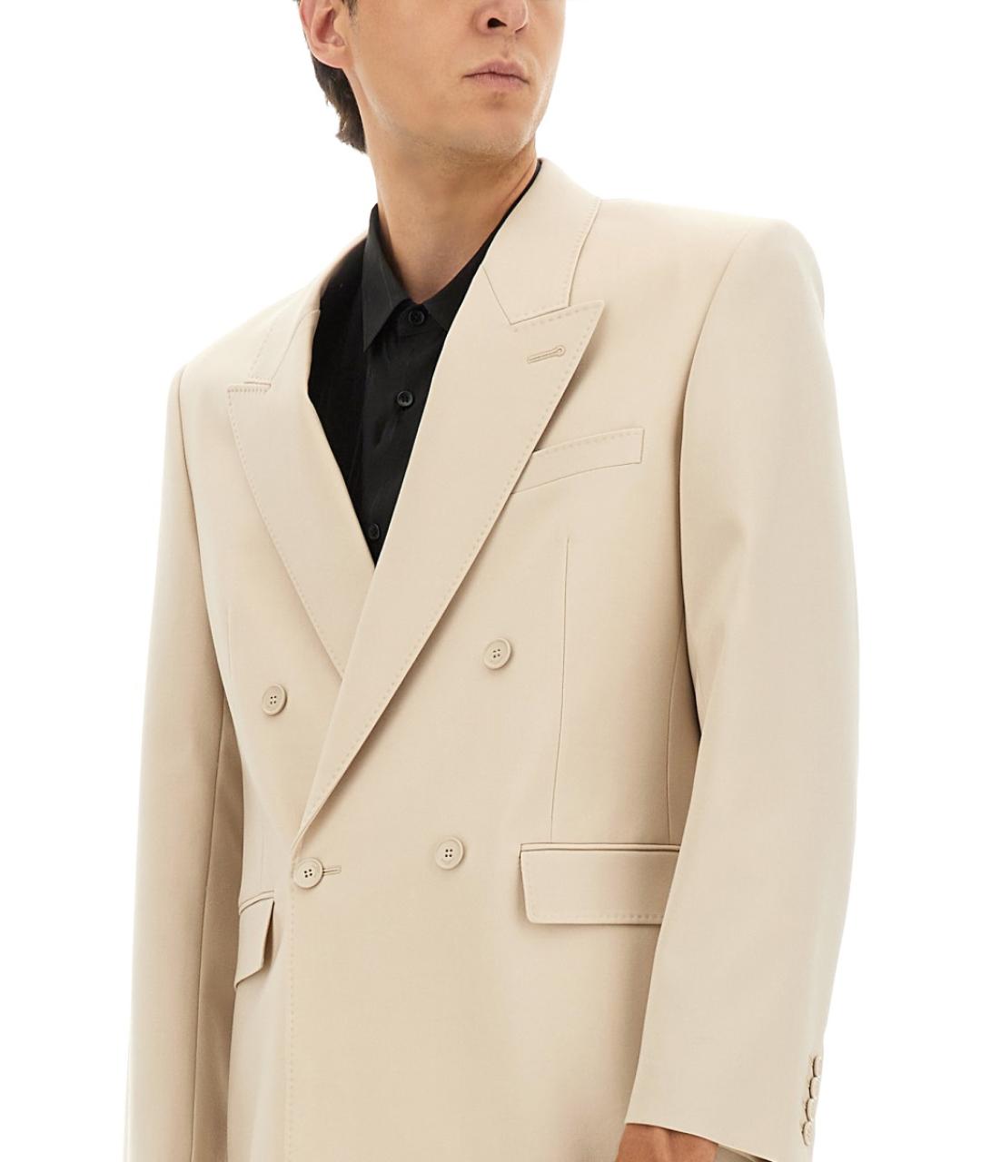 SAINT LAURENT Бежевый шерстяной пиджак, фото 5