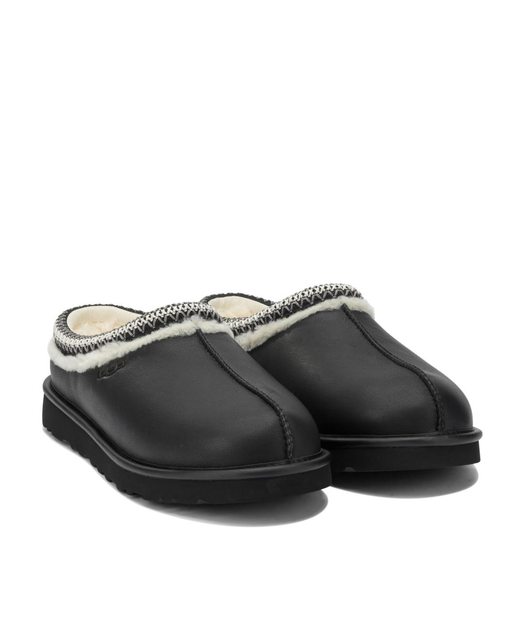 UGG AUSTRALIA Черные кожаные шлепанцы, фото 2