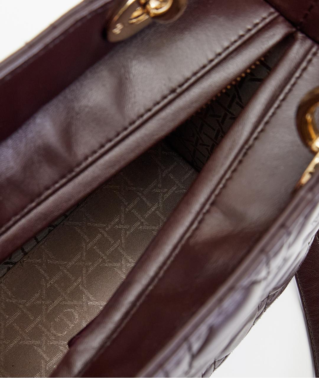 CHRISTIAN DIOR Коричневая кожаная сумка с короткими ручками, фото 5