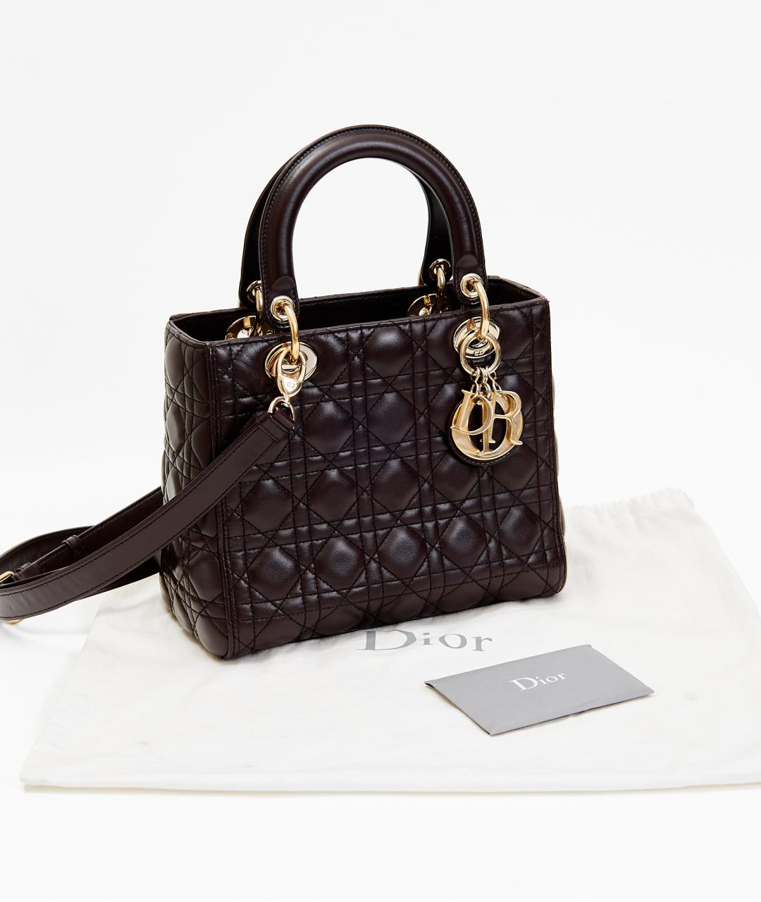 CHRISTIAN DIOR Коричневая кожаная сумка с короткими ручками, фото 6