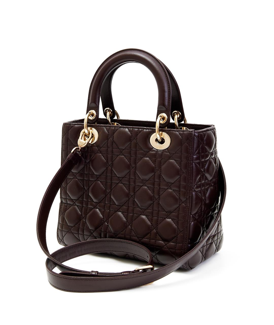 CHRISTIAN DIOR Коричневая кожаная сумка с короткими ручками, фото 2