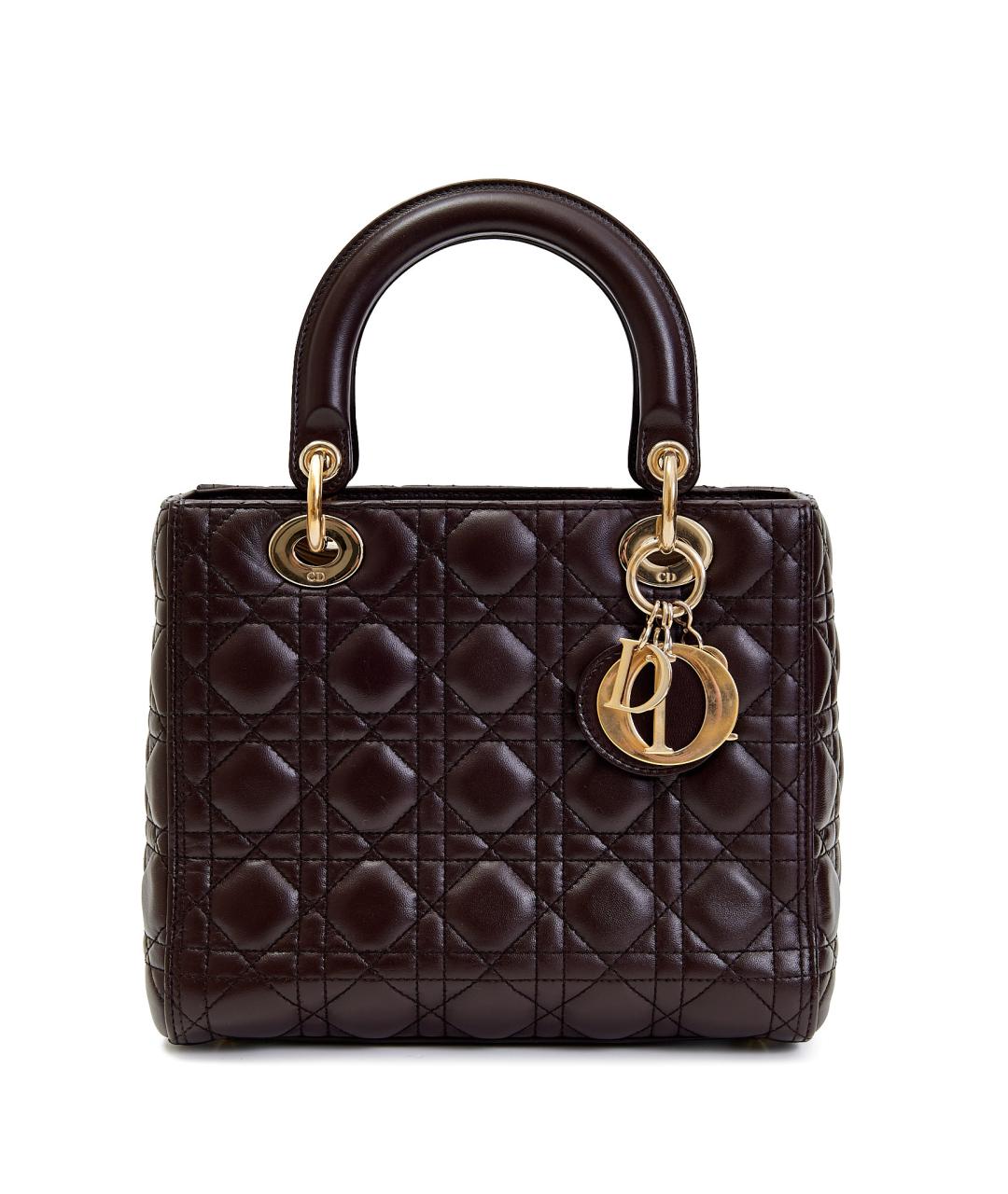 CHRISTIAN DIOR Коричневая кожаная сумка с короткими ручками, фото 1