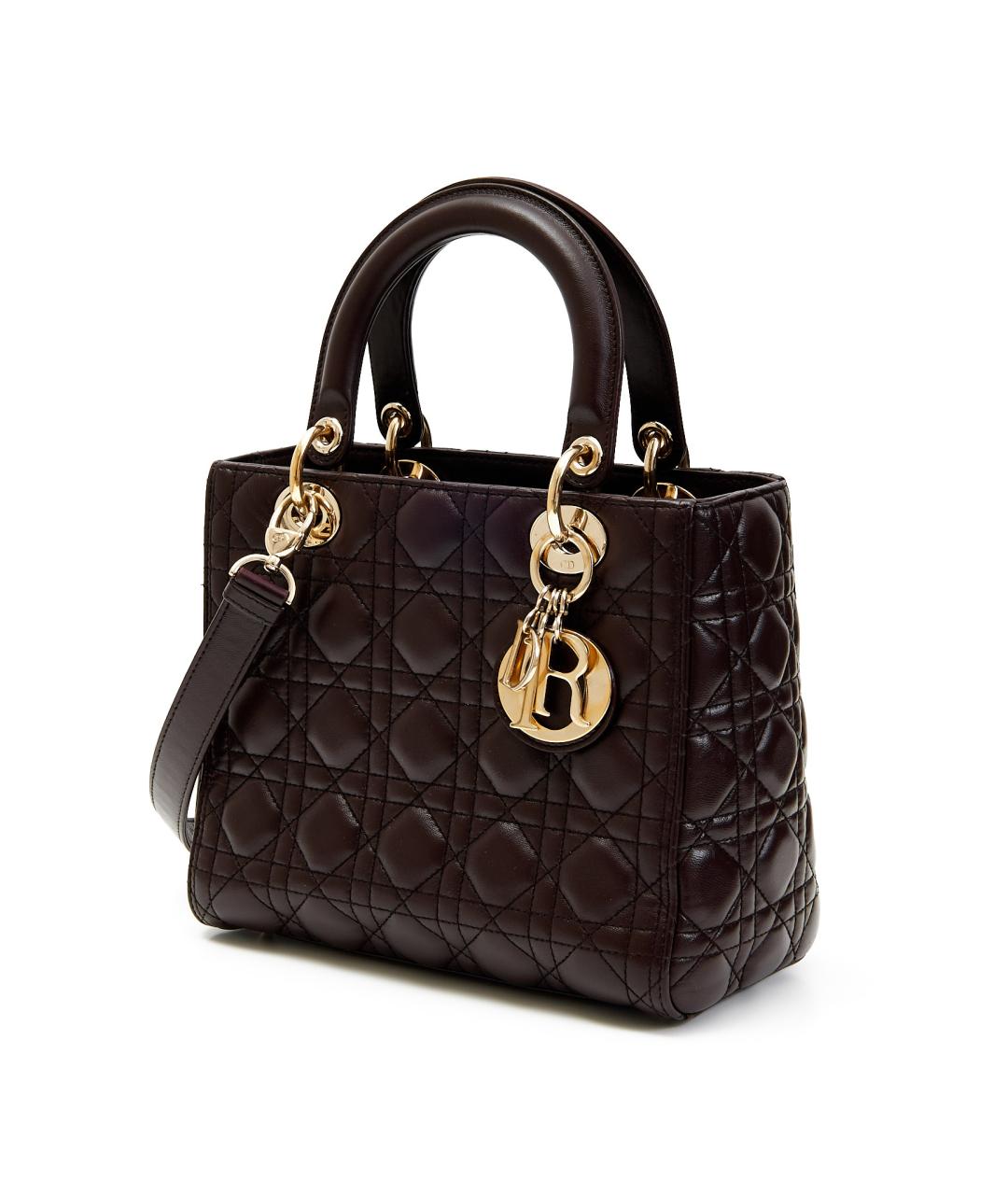 CHRISTIAN DIOR Коричневая кожаная сумка с короткими ручками, фото 3