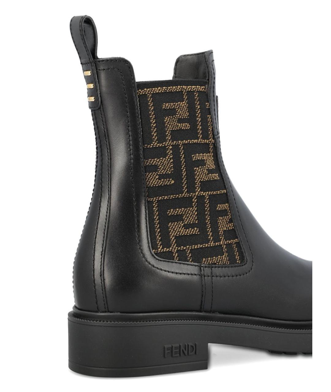 FENDI Черные кожаные ботинки, фото 4