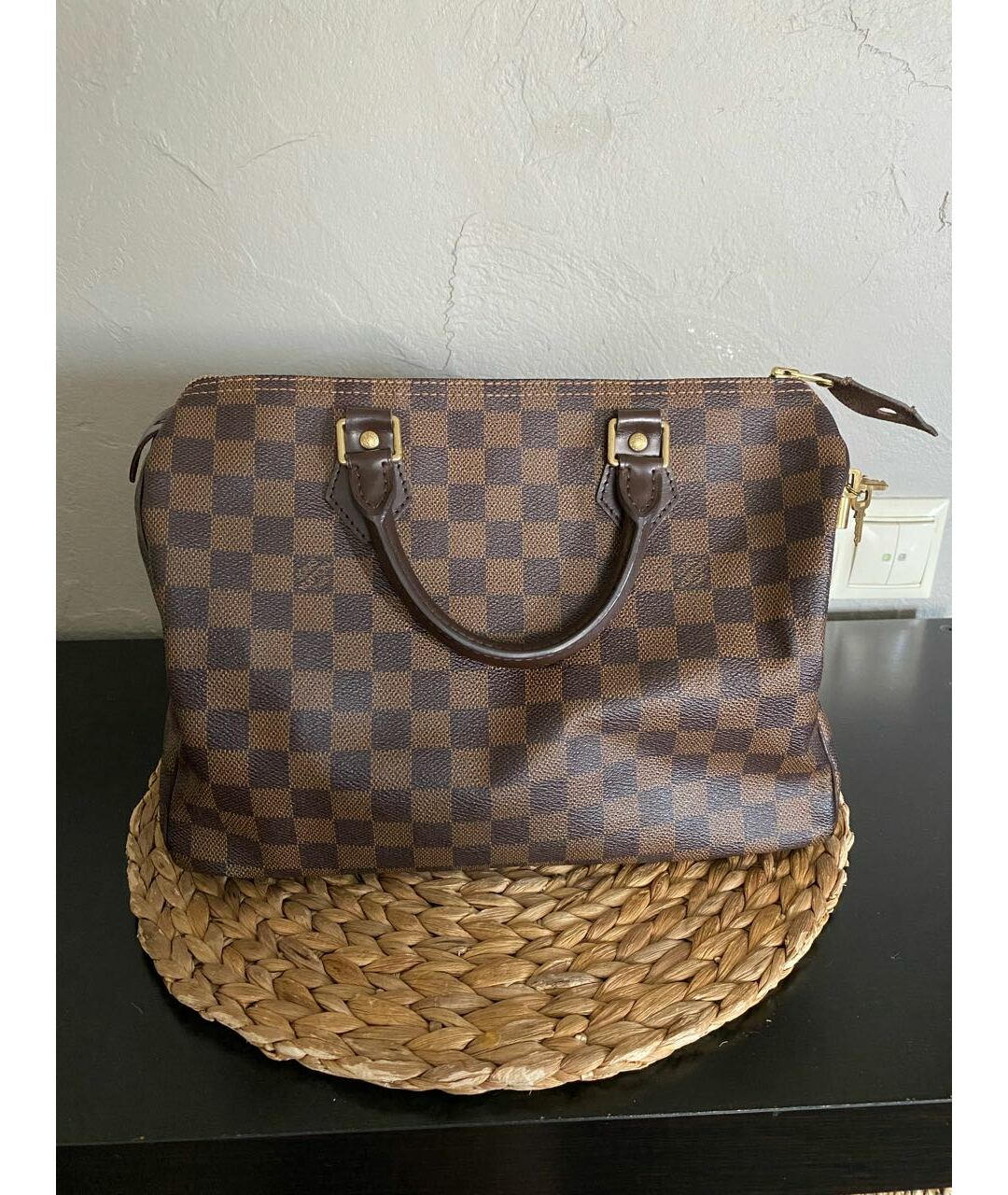 LOUIS VUITTON Коричневая кожаная сумка тоут, фото 5