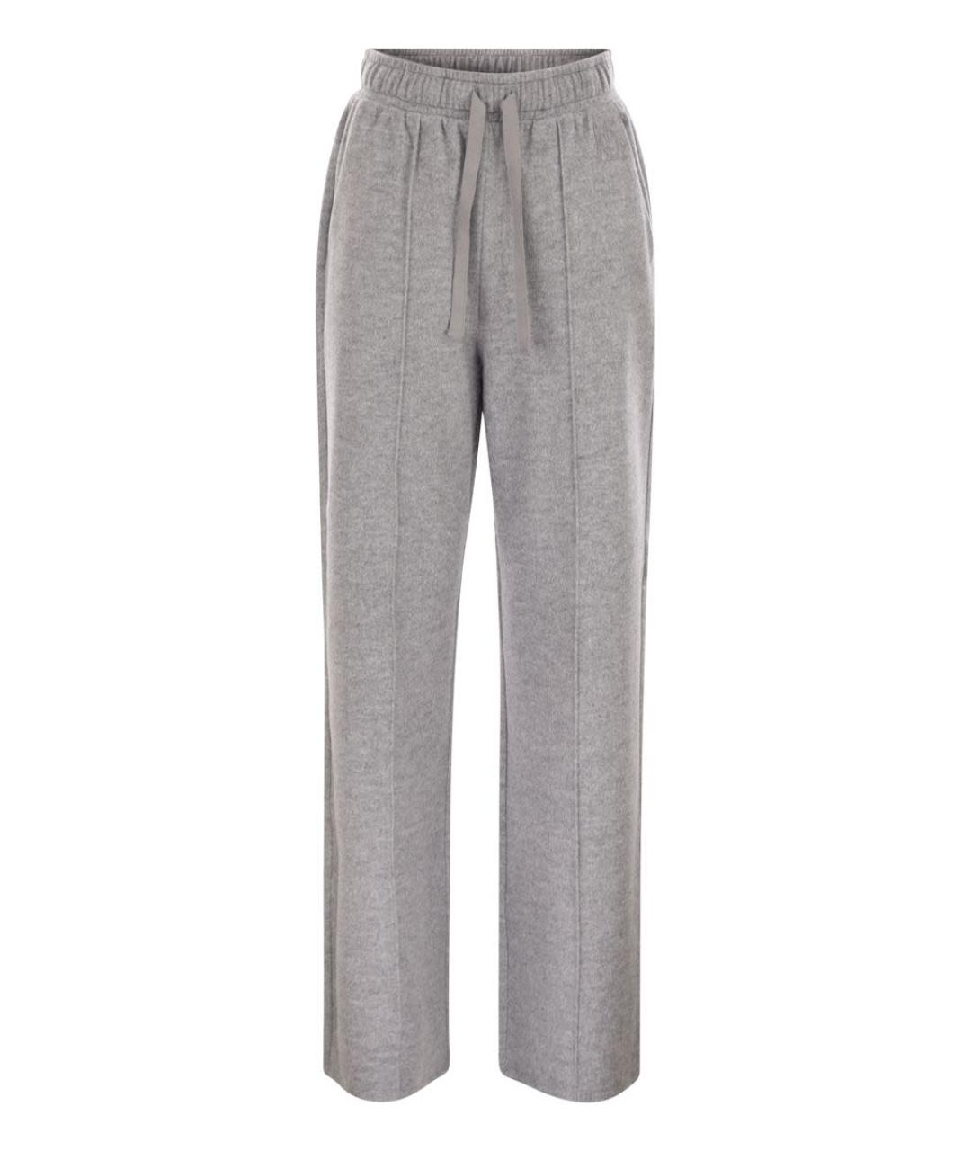 WEEKEND MAX MARA Серые полиэстеровые прямые брюки, фото 1