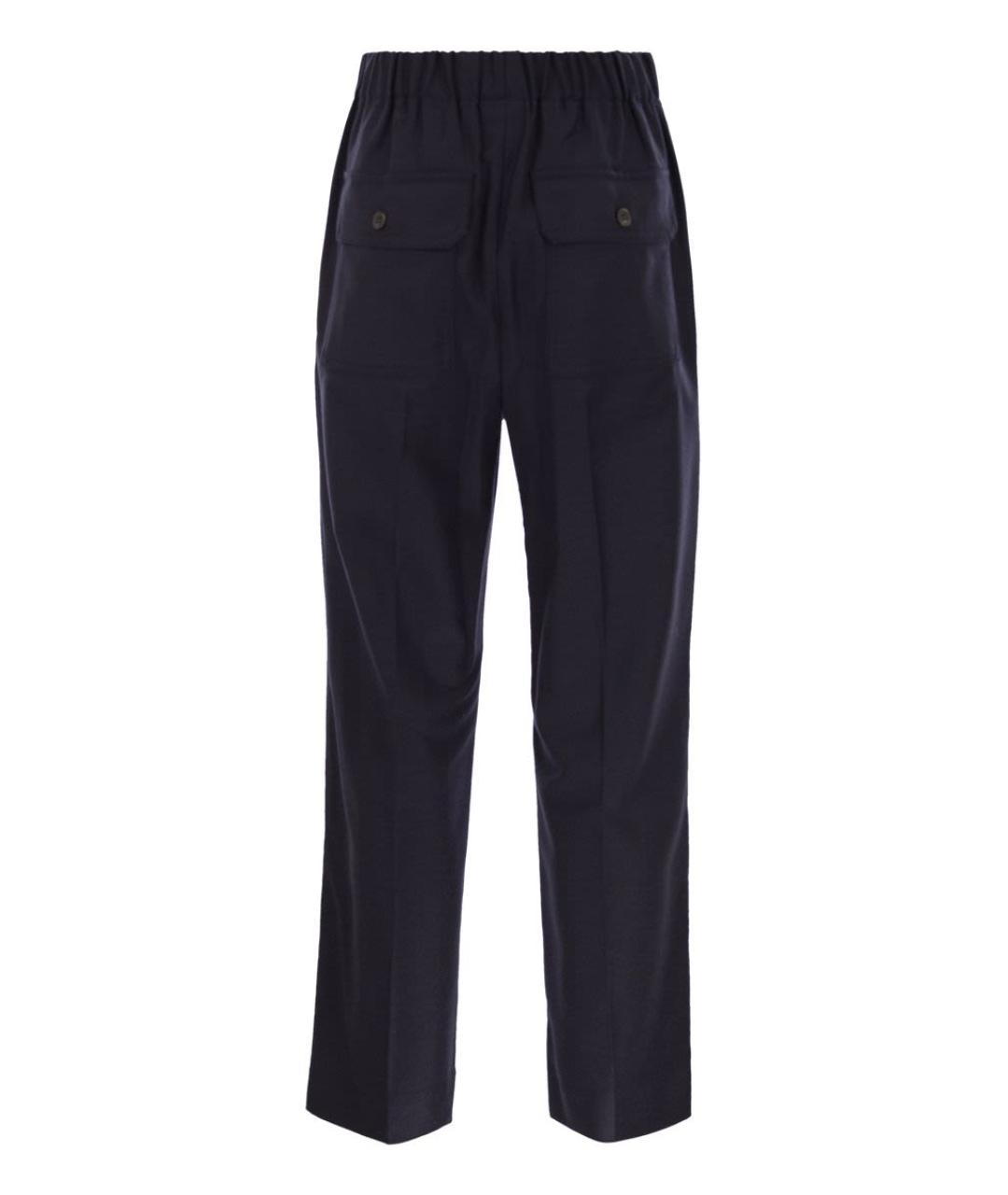 WEEKEND MAX MARA Синие шерстяные прямые брюки, фото 2