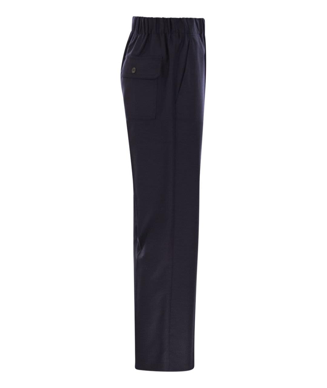WEEKEND MAX MARA Синие шерстяные прямые брюки, фото 3