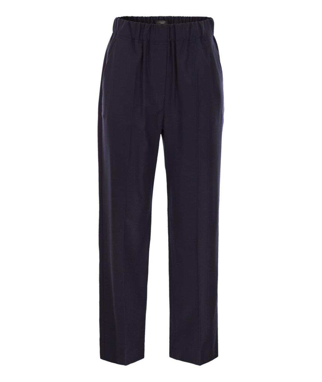 WEEKEND MAX MARA Синие шерстяные прямые брюки, фото 1