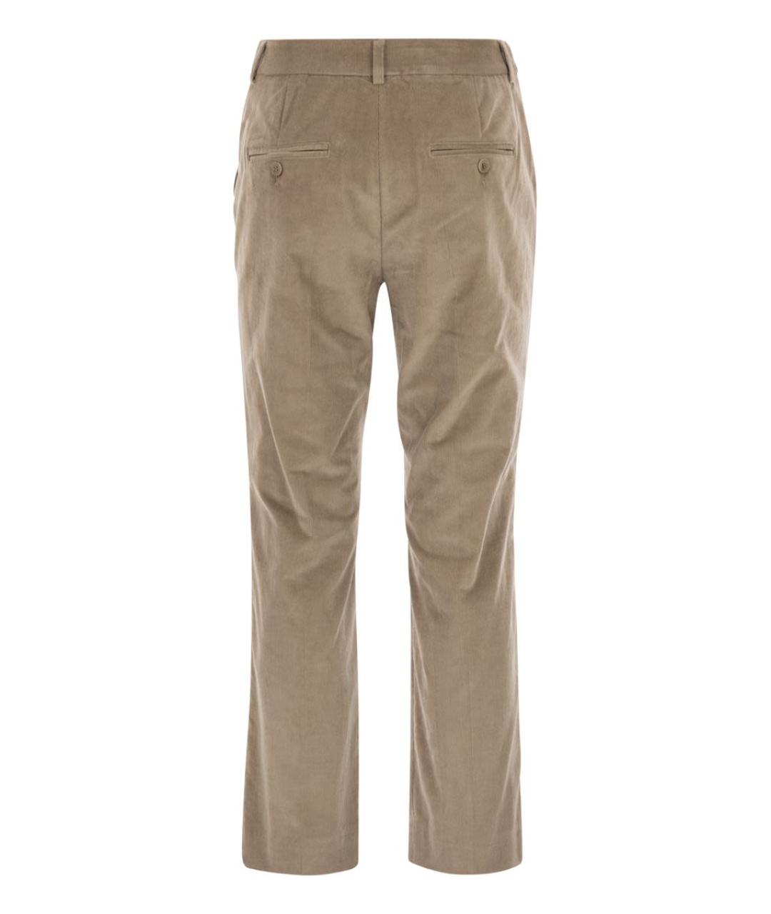 WEEKEND MAX MARA Бежевые хлопко-эластановые прямые брюки, фото 2