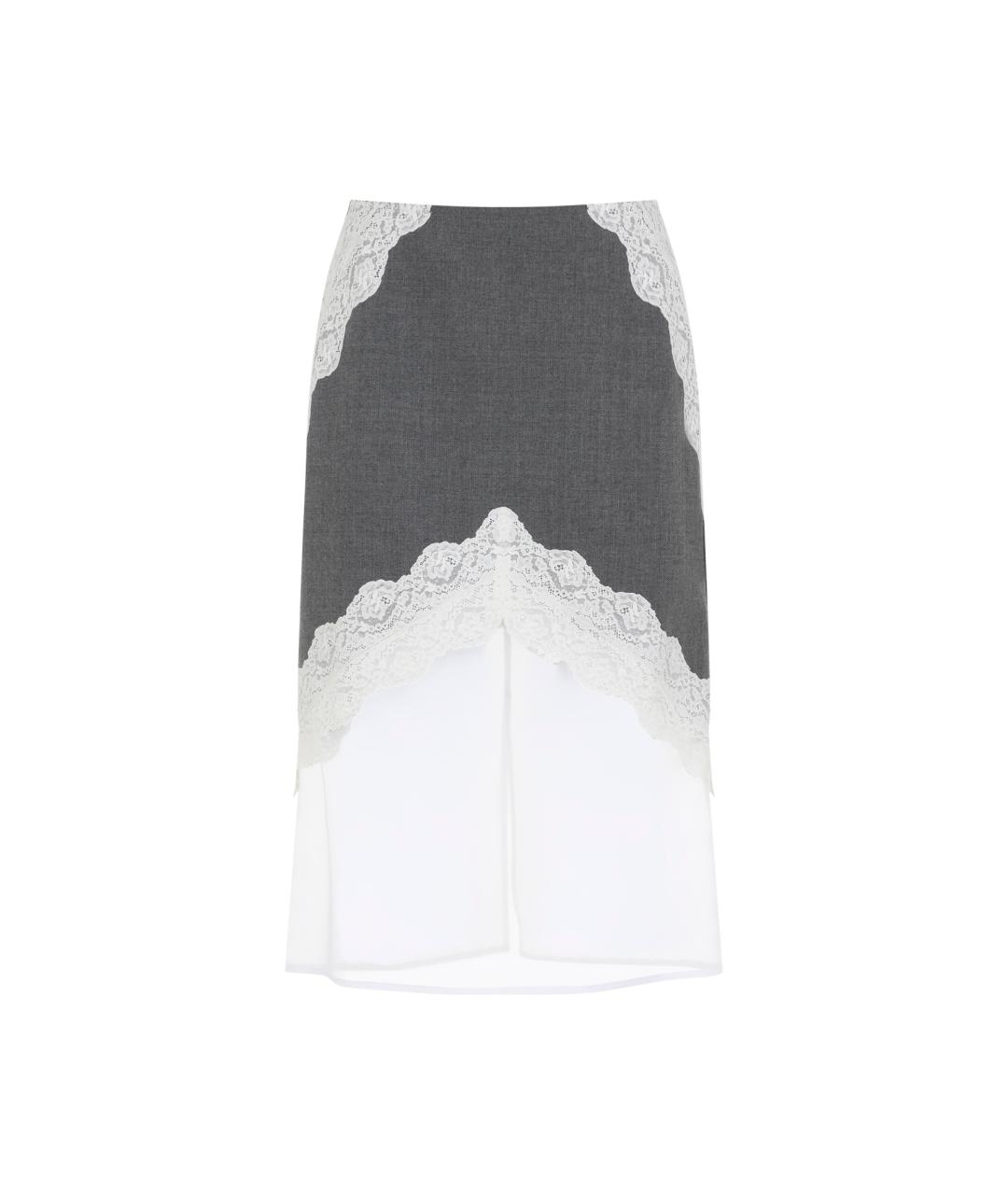 JIL SANDER Серая шерстяная юбка миди, фото 1