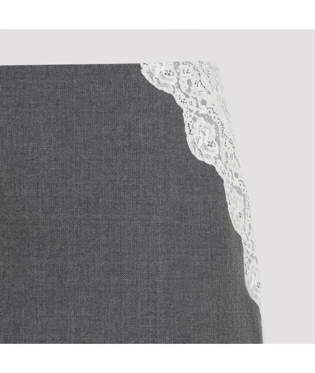 JIL SANDER Серая шерстяная юбка миди, фото 3