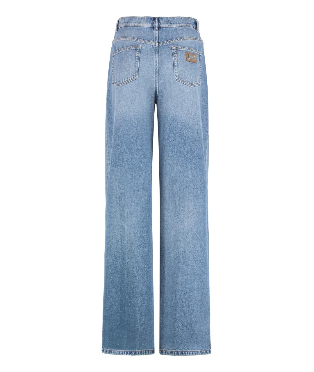 DOLCE&GABBANA Голубые хлопковые прямые джинсы, фото 2
