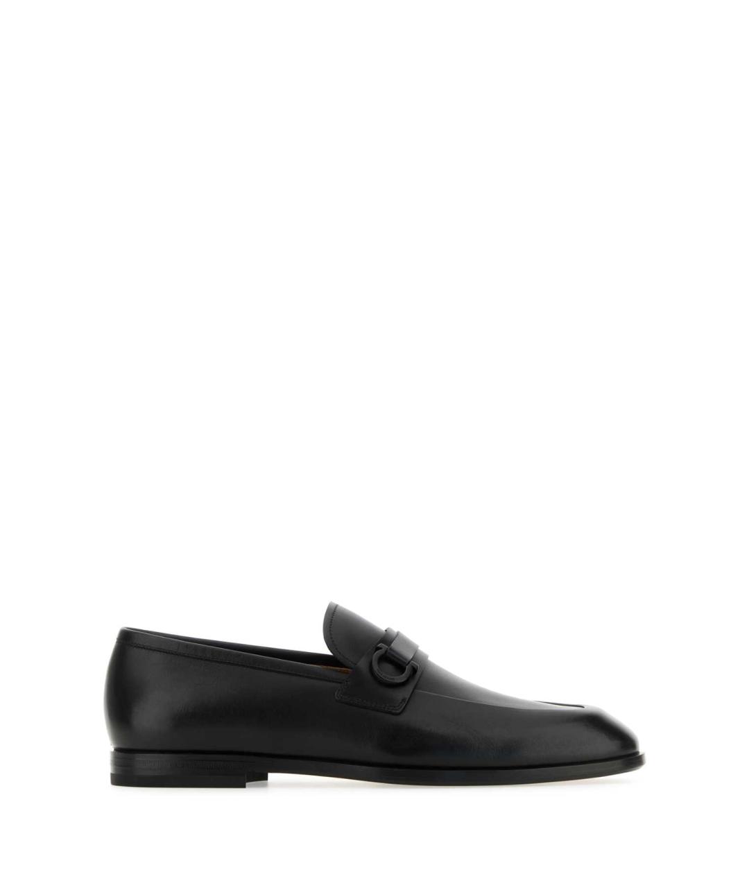 FERRAGAMO Черные кожаные лоферы, фото 1