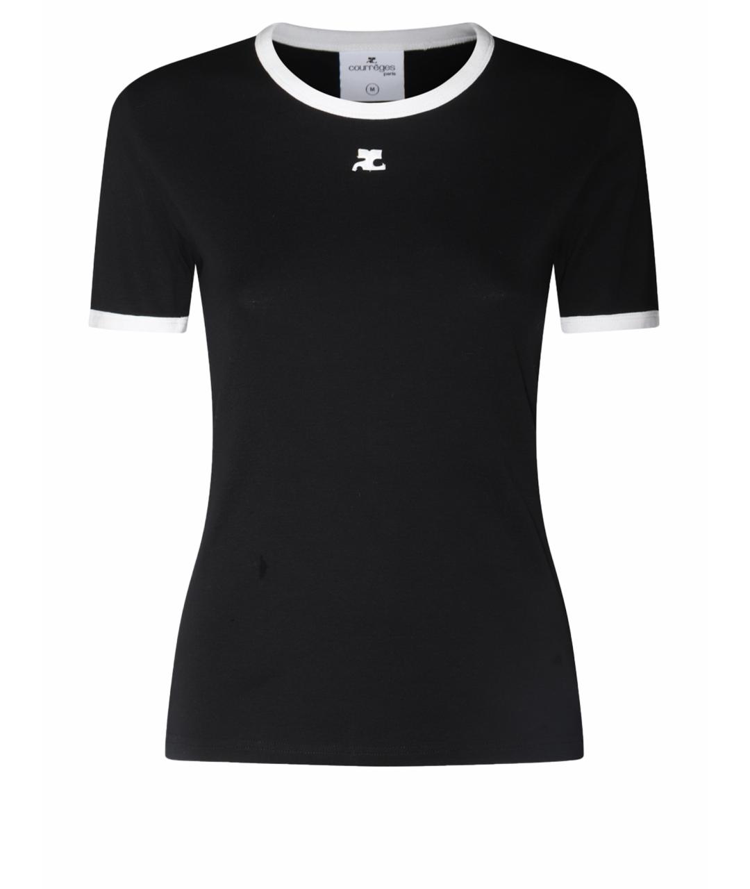 COURREGES Черная хлопковая футболка, фото 1