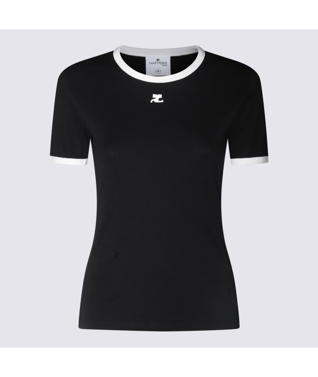 COURREGES Черная хлопковая футболка, фото 3