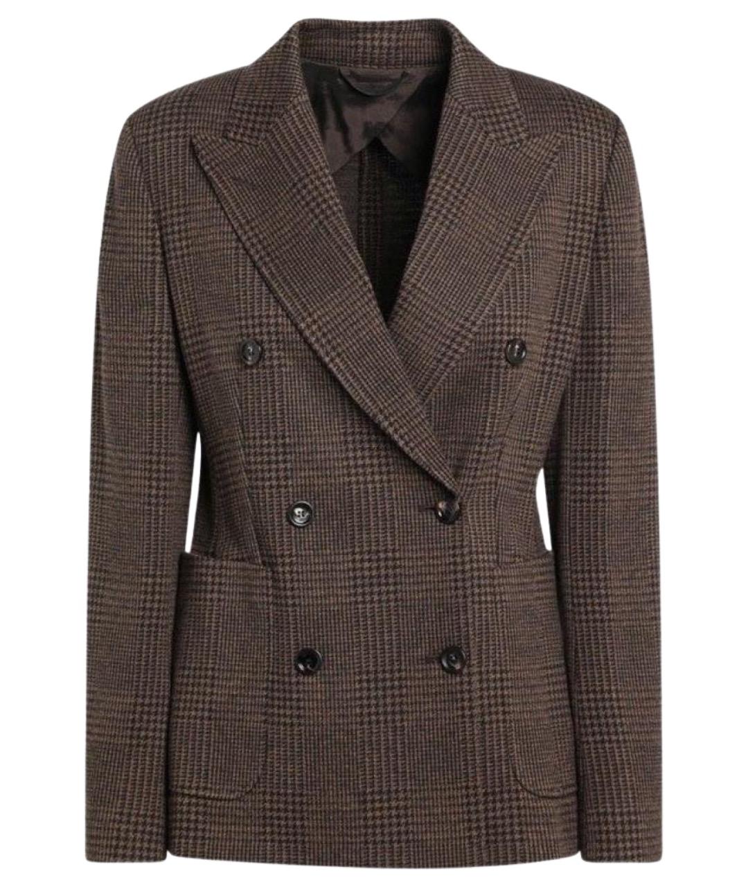 MAX MARA Коричневый шерстяной жакет/пиджак, фото 1