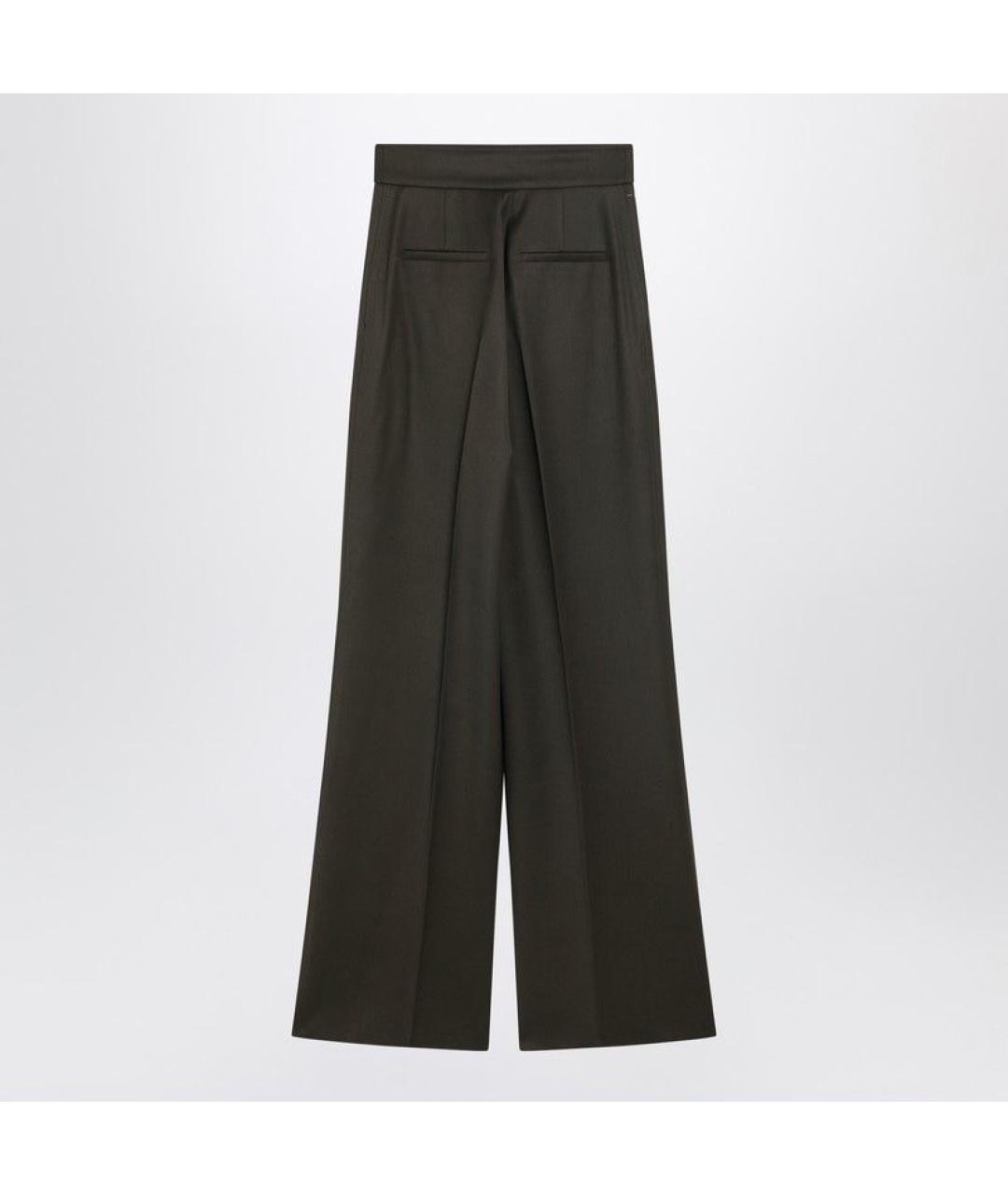 MAX MARA Зеленые шерстяные прямые брюки, фото 2
