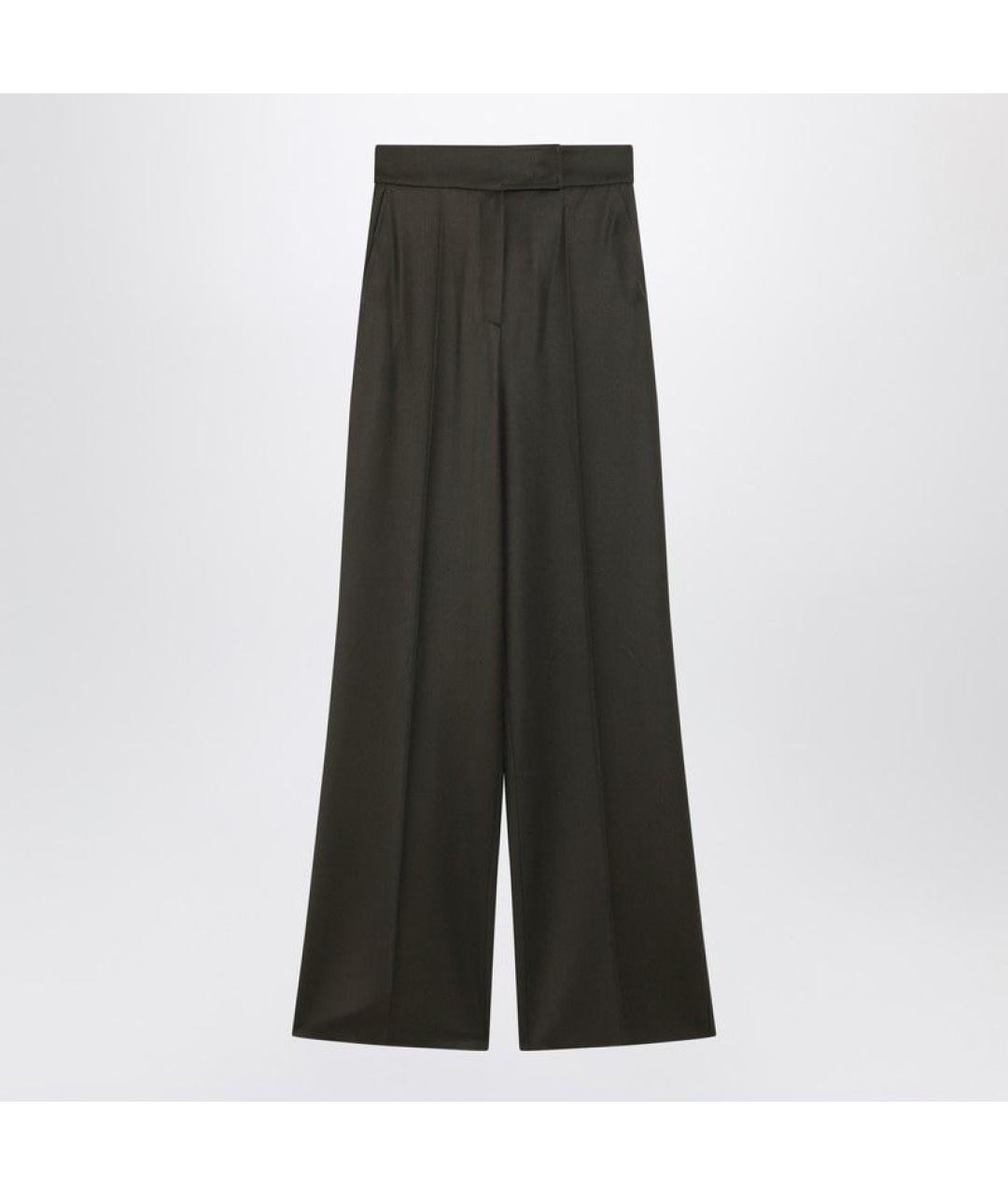 MAX MARA Зеленые шерстяные прямые брюки, фото 3