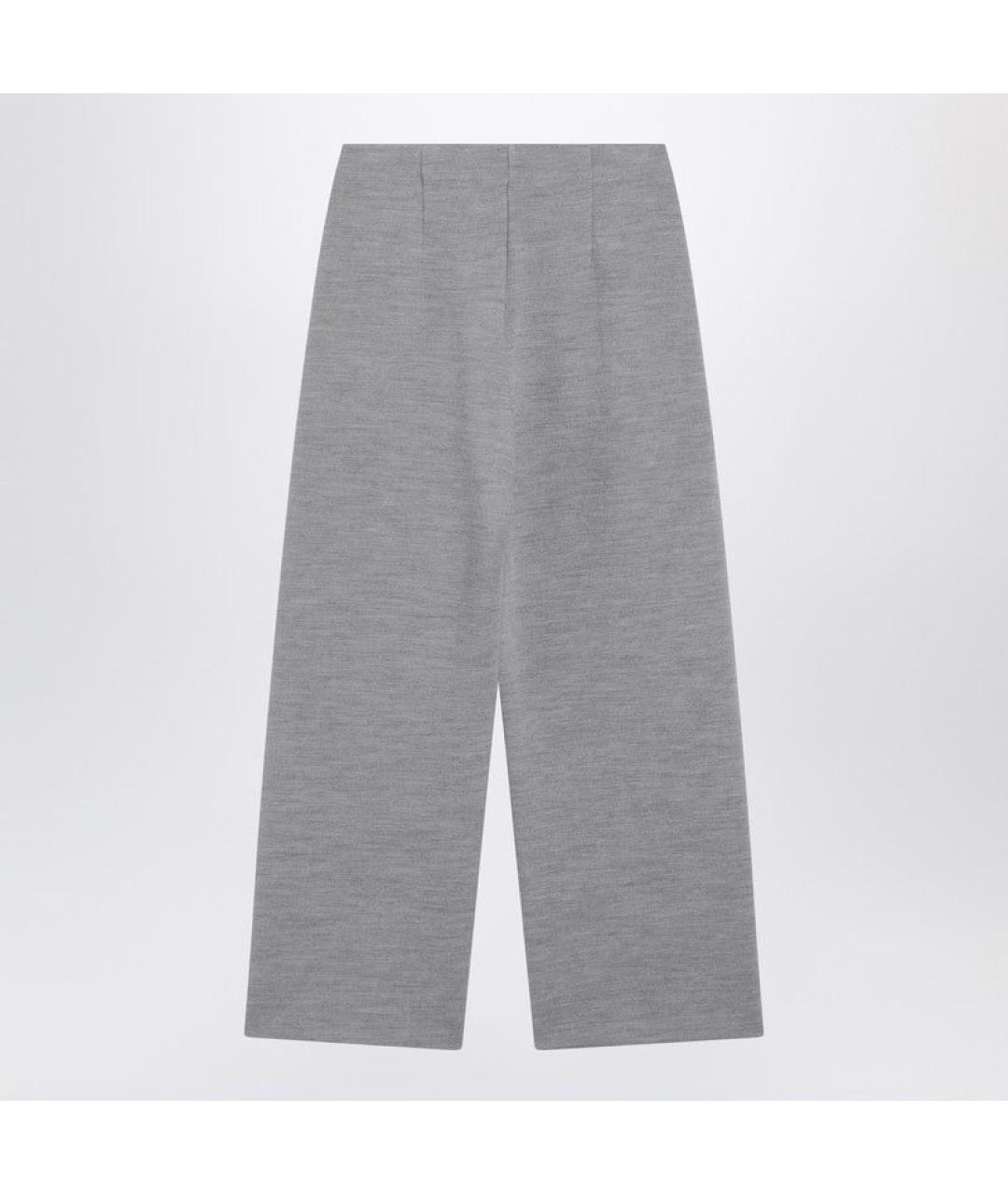 MAX MARA Серые шерстяные прямые брюки, фото 4