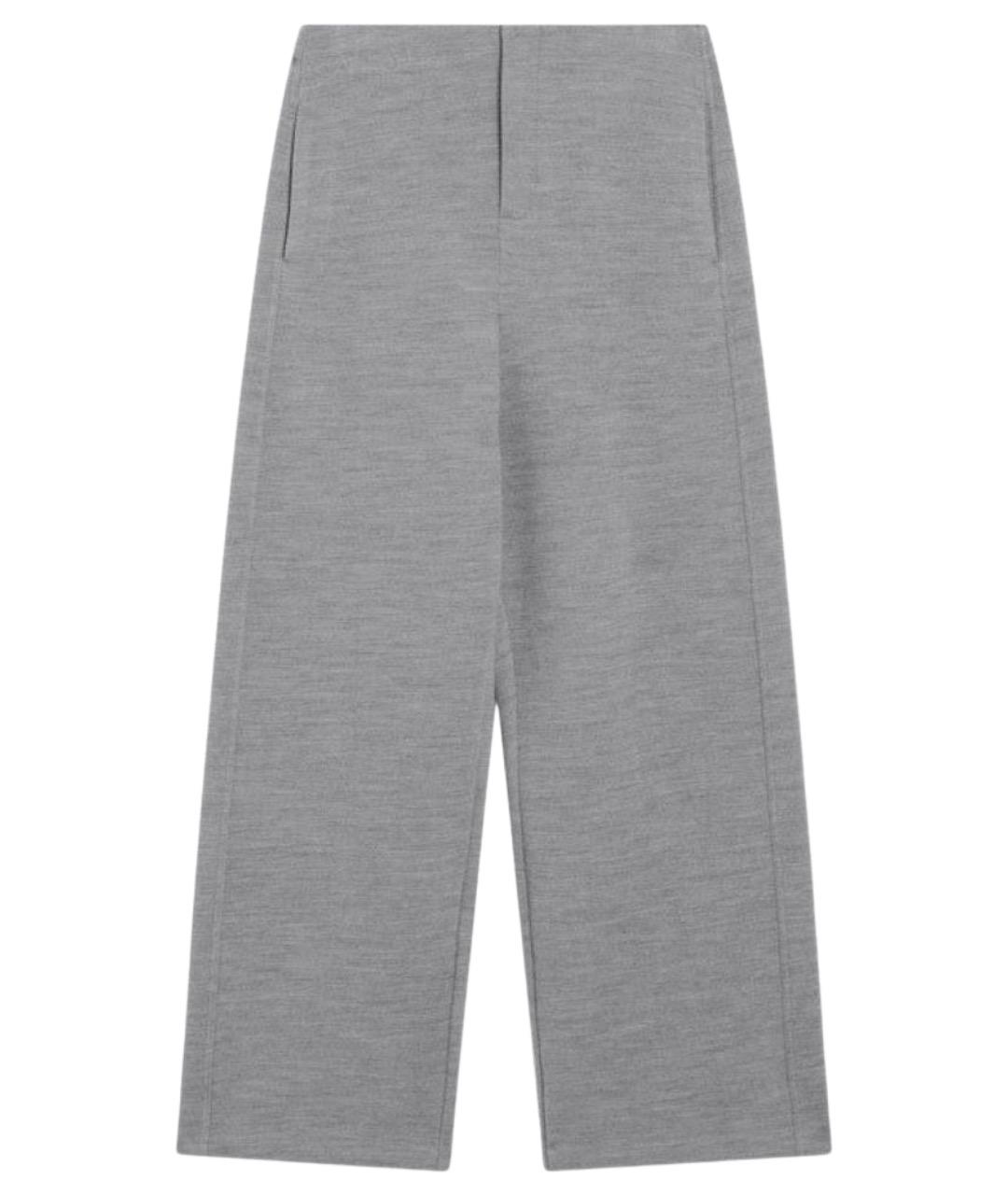 MAX MARA Серые шерстяные прямые брюки, фото 1