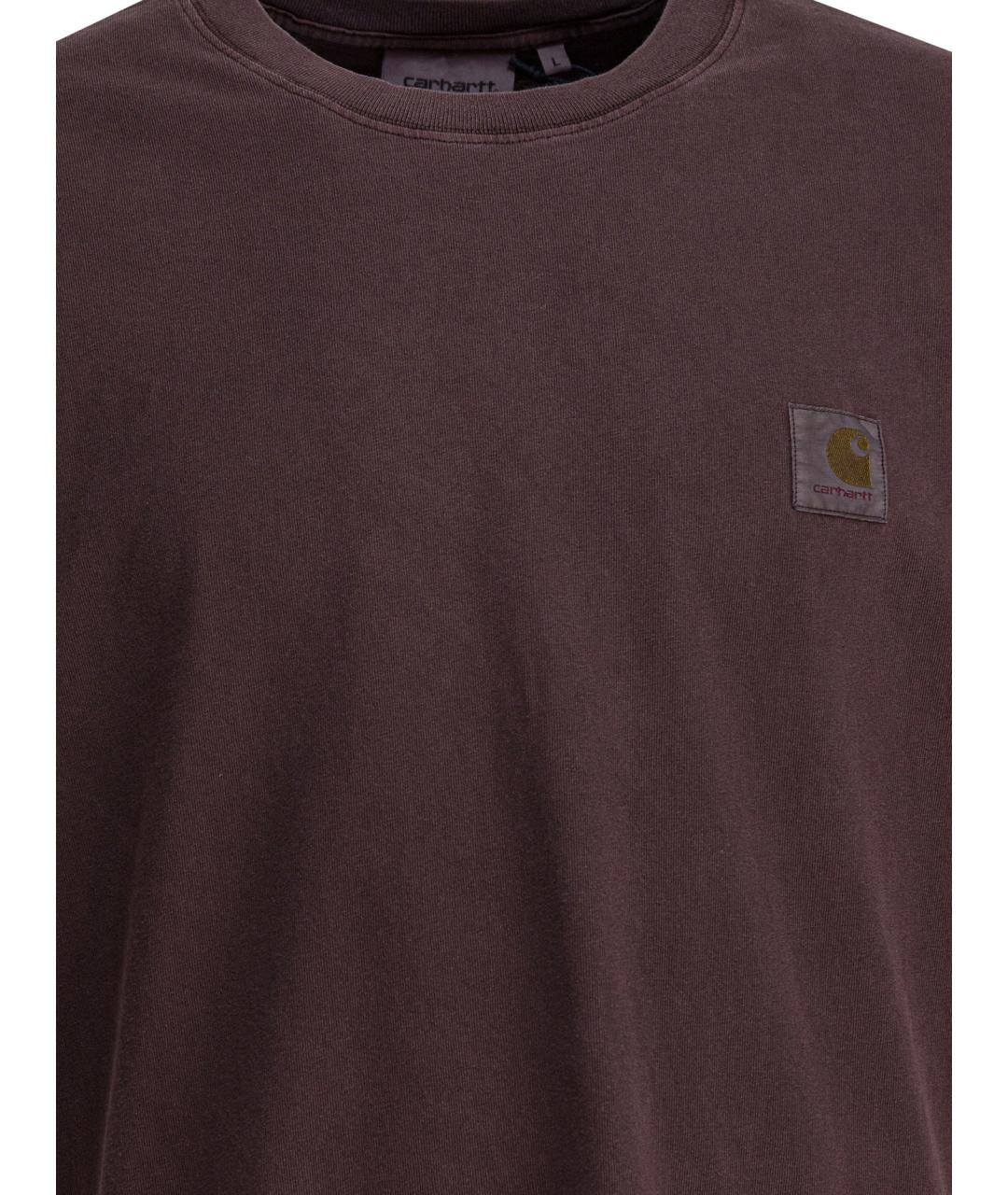CARHARTT WIP Коричневая хлопковая футболка, фото 3