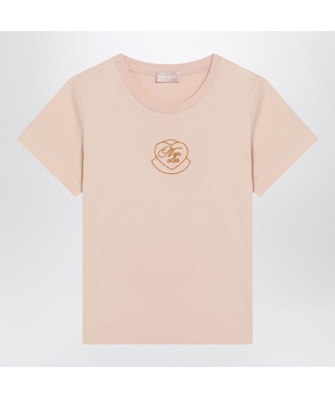 MONCLER Розовая хлопковая футболка, фото 3