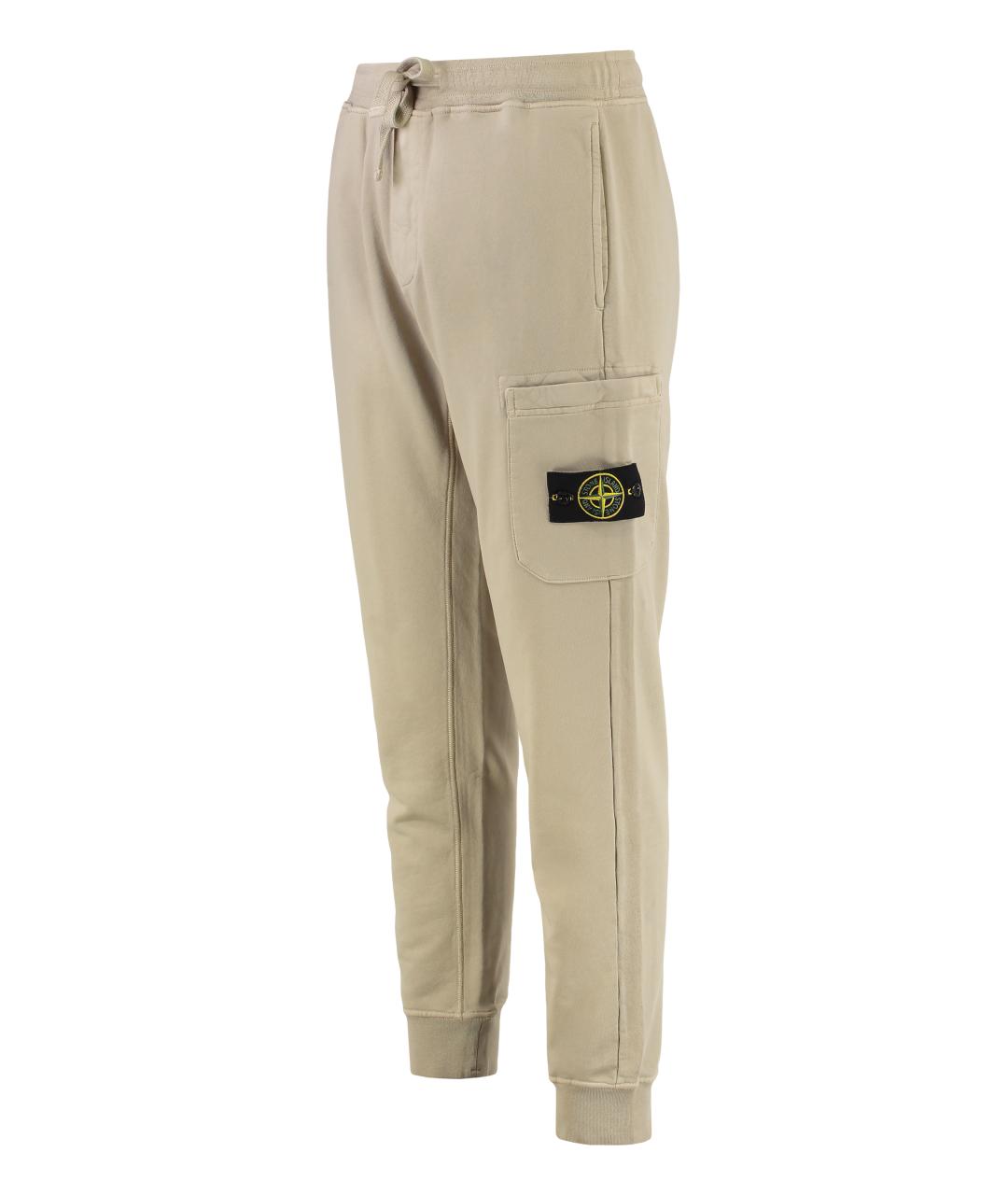 STONE ISLAND Бежевые хлопковые повседневные брюки, фото 3