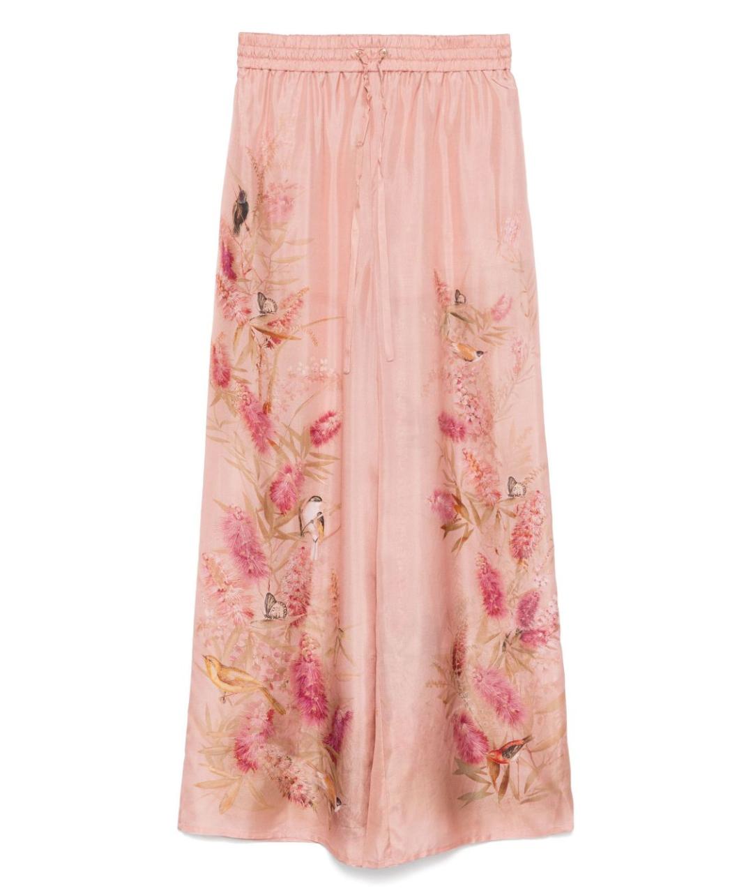 ZIMMERMANN Розовые шелковые прямые брюки, фото 1