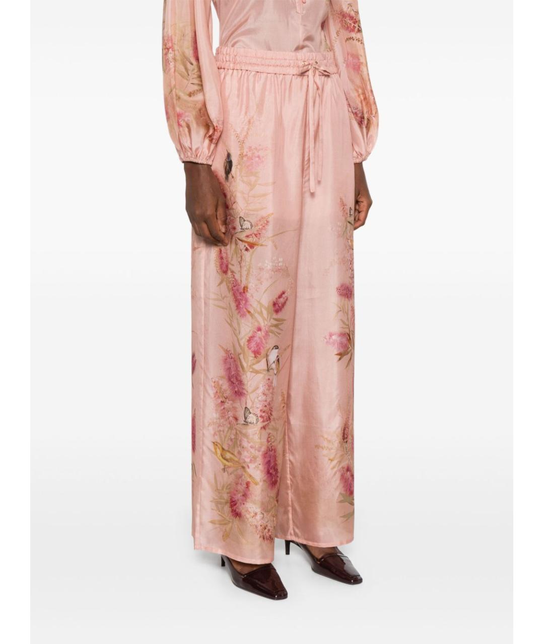 ZIMMERMANN Розовые шелковые прямые брюки, фото 5
