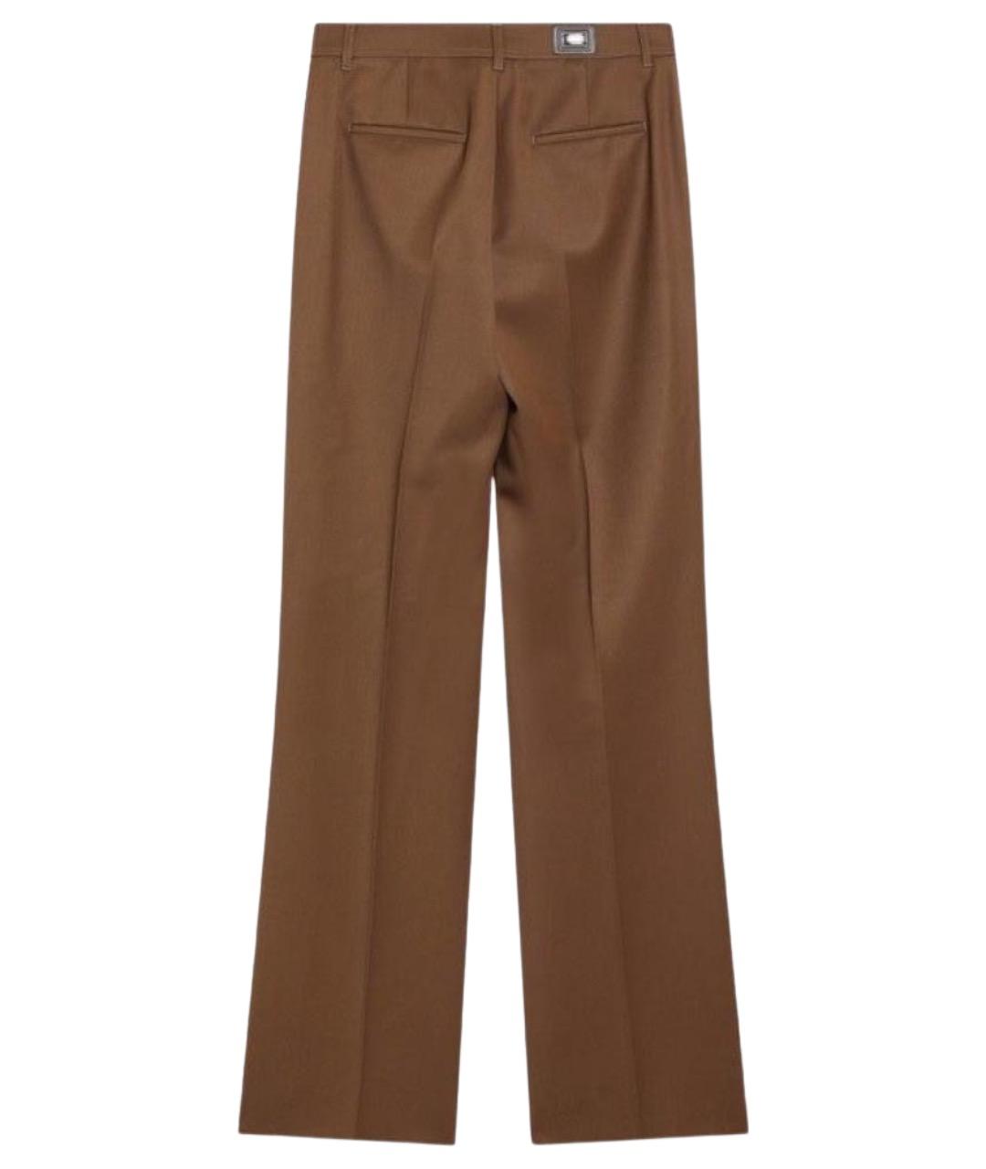 MAX MARA Коричневые шерстяные прямые брюки, фото 2