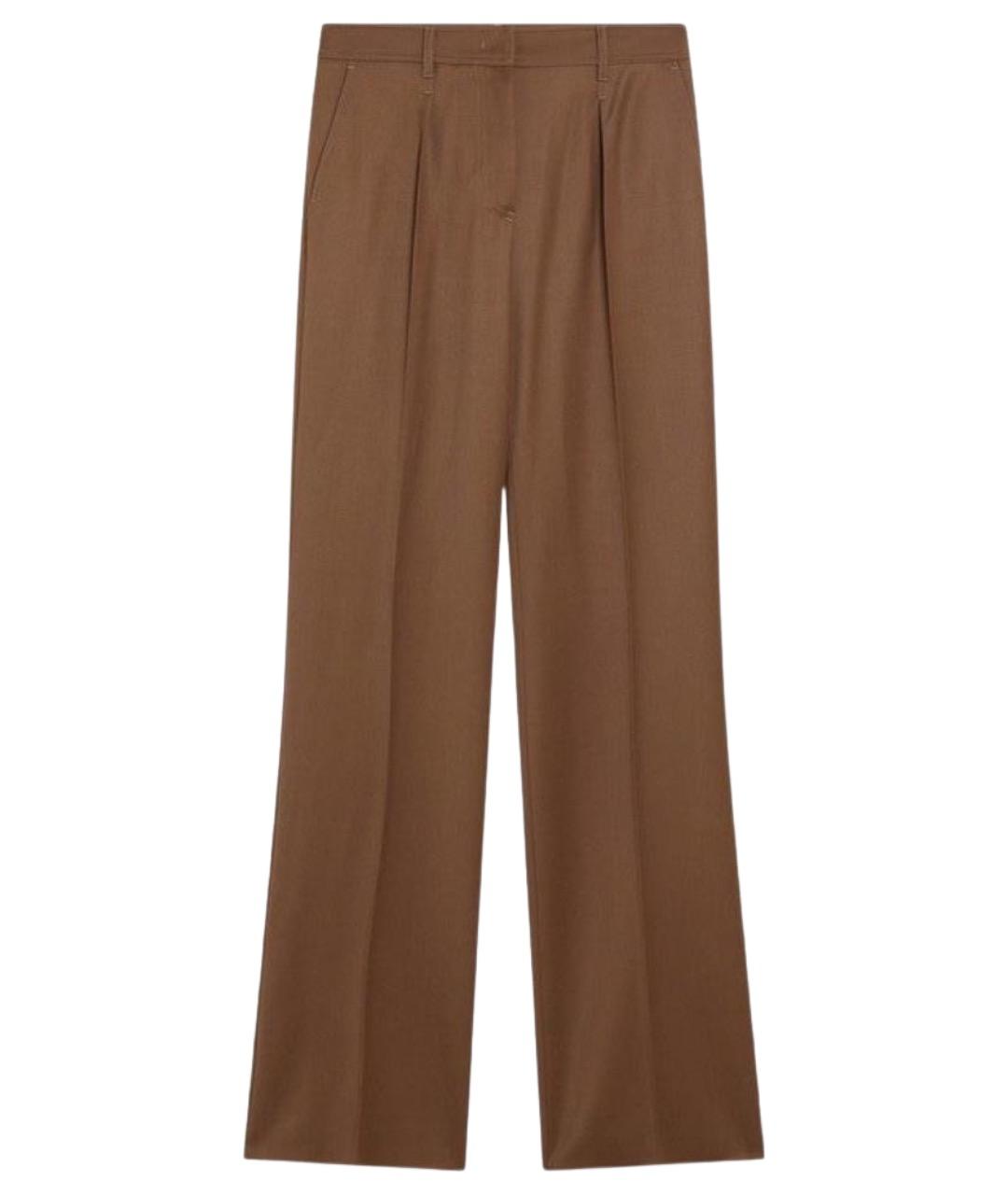 MAX MARA Коричневые шерстяные прямые брюки, фото 1