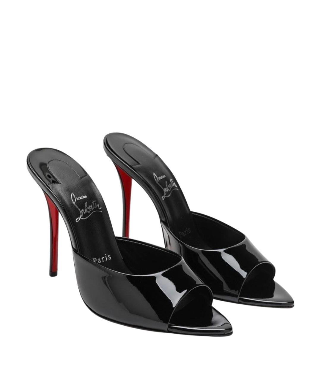 CHRISTIAN LOUBOUTIN Черные кожаные мюли, фото 2