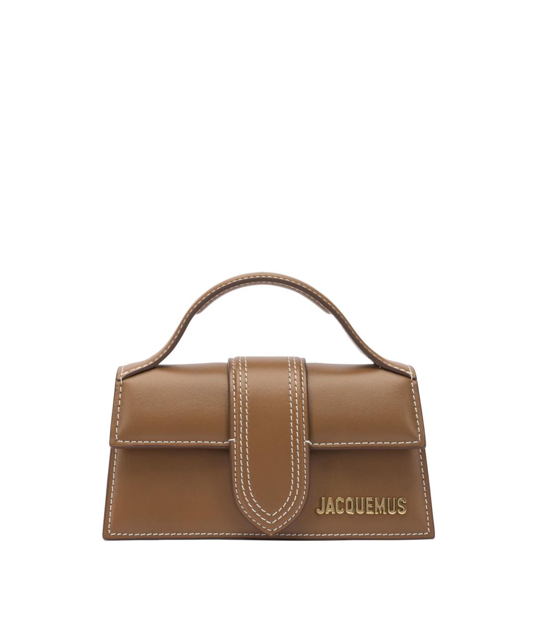 JACQUEMUS Коричневая кожаная сумка с короткими ручками, фото 1