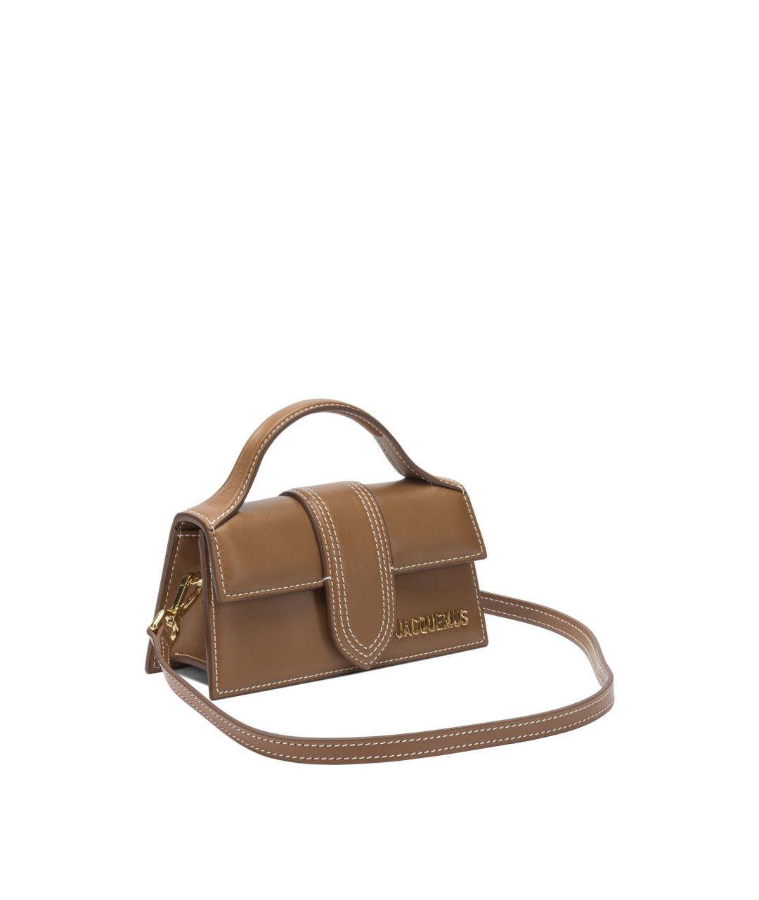 JACQUEMUS Коричневая кожаная сумка с короткими ручками, фото 2
