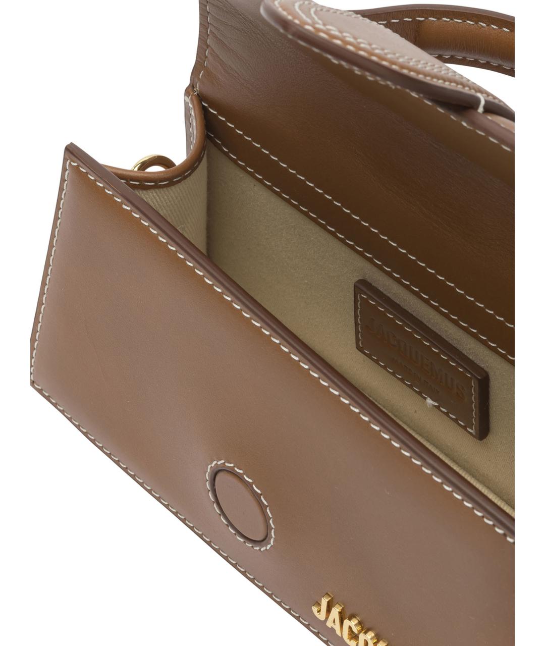 JACQUEMUS Коричневая кожаная сумка с короткими ручками, фото 5