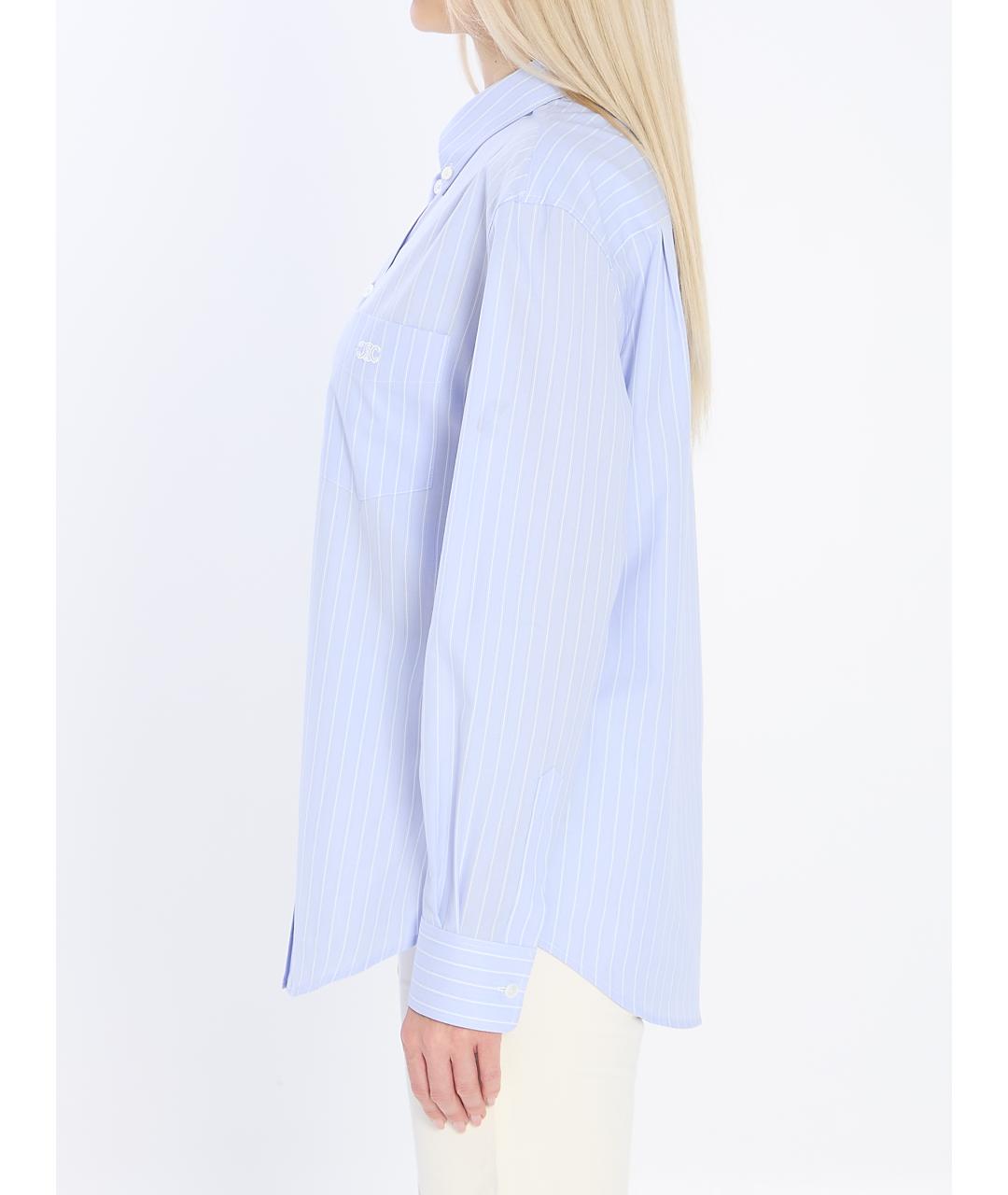 CELINE Голубая хлопковая рубашка, фото 4