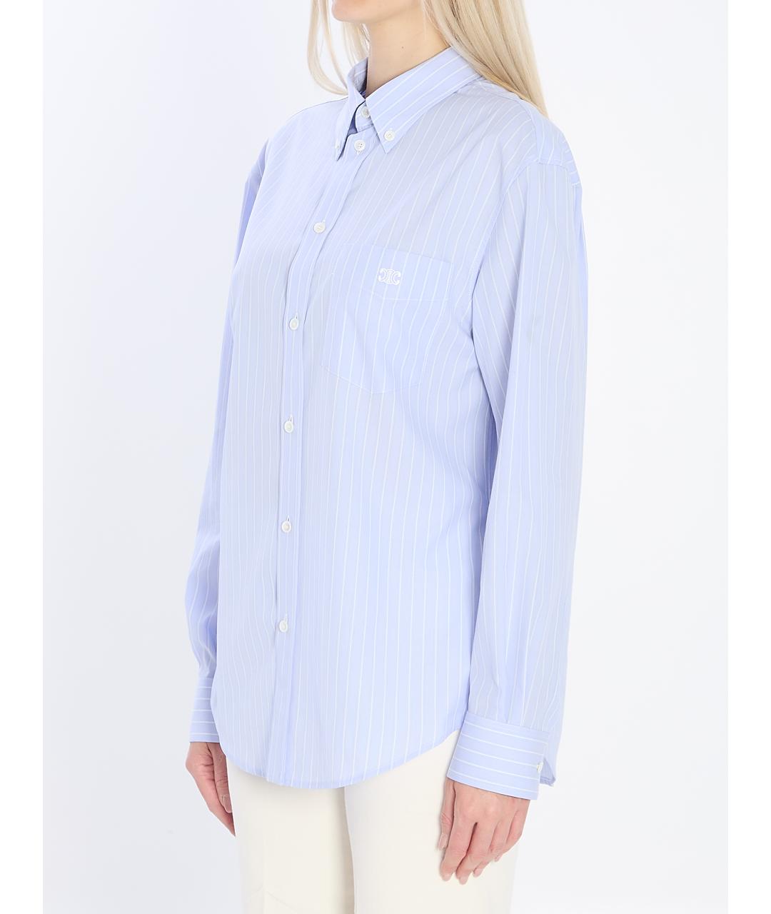 CELINE Голубая хлопковая рубашка, фото 3