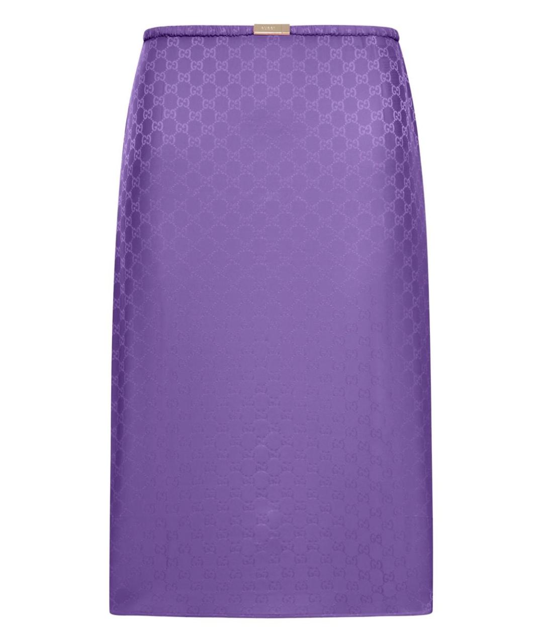 GUCCI Фиолетовая шелковая юбка миди, фото 1