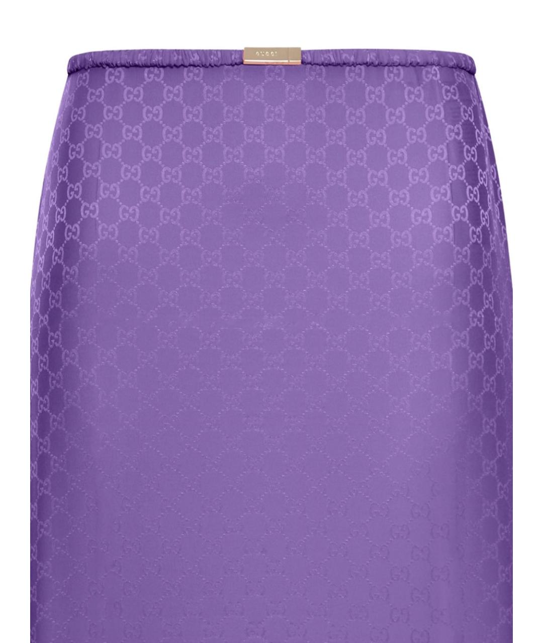 GUCCI Фиолетовая шелковая юбка миди, фото 2