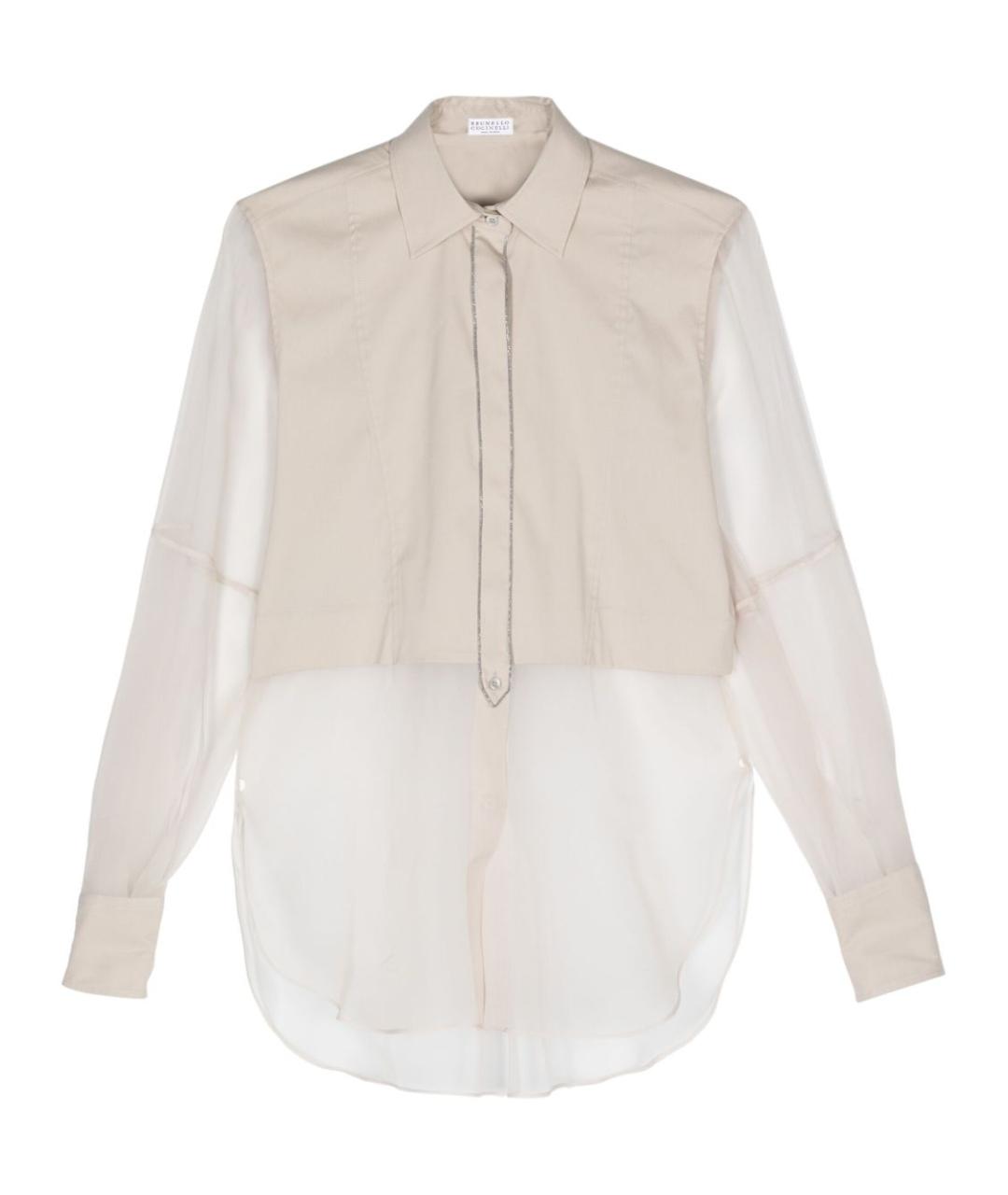 BRUNELLO CUCINELLI Бежевая шелковая рубашка, фото 1