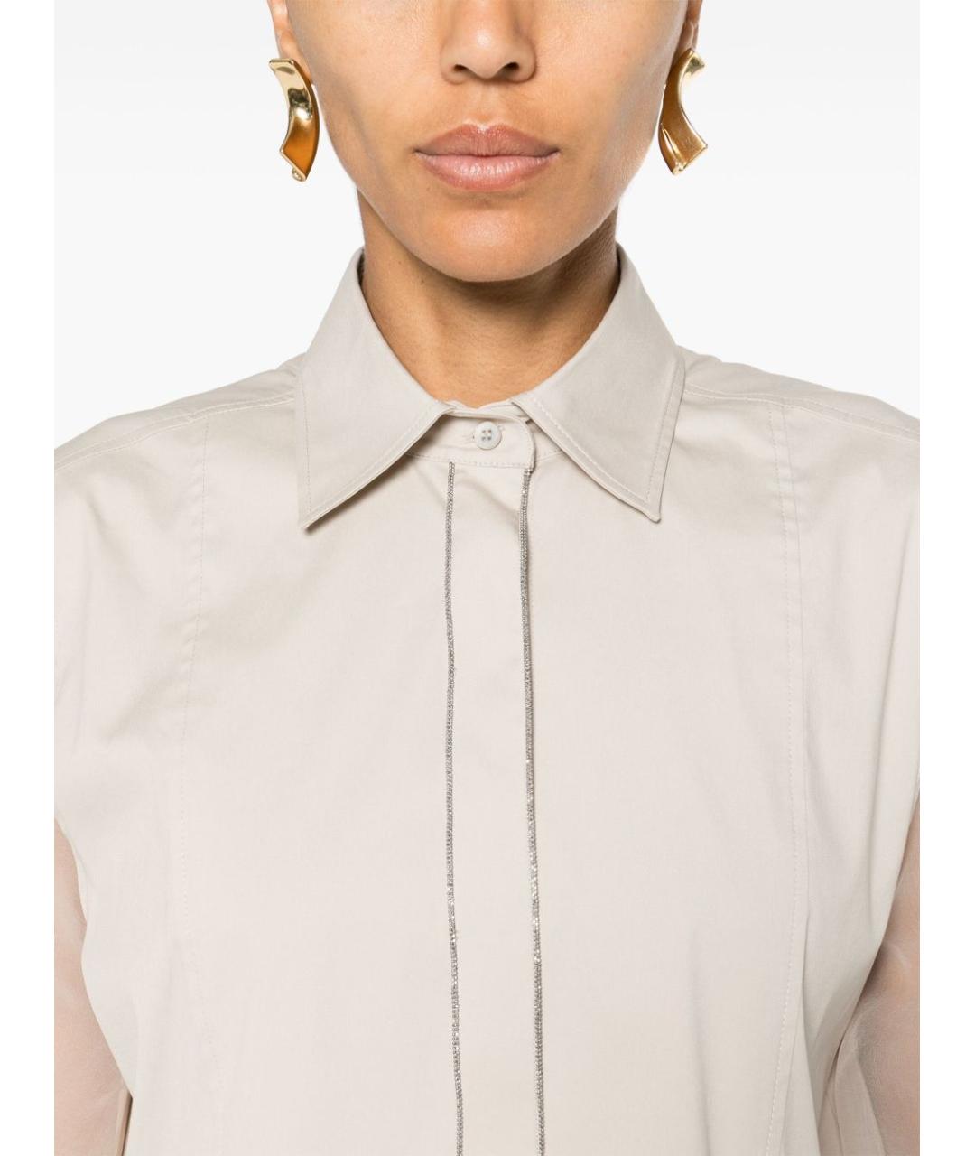 BRUNELLO CUCINELLI Бежевая шелковая рубашка, фото 5