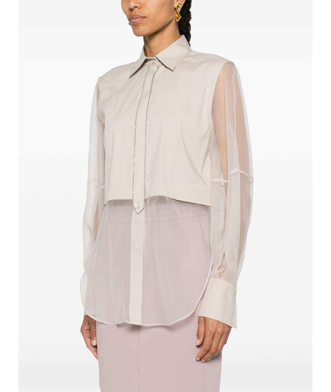 BRUNELLO CUCINELLI Бежевая шелковая рубашка, фото 4