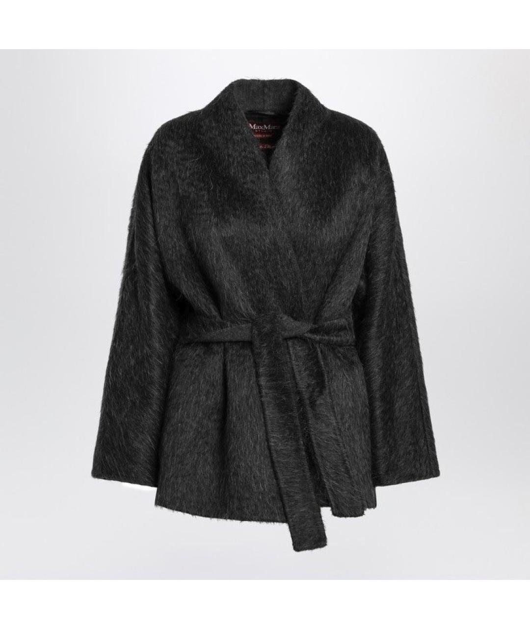 MAX MARA STUDIO Антрацитовое шерстяное пальто, фото 3