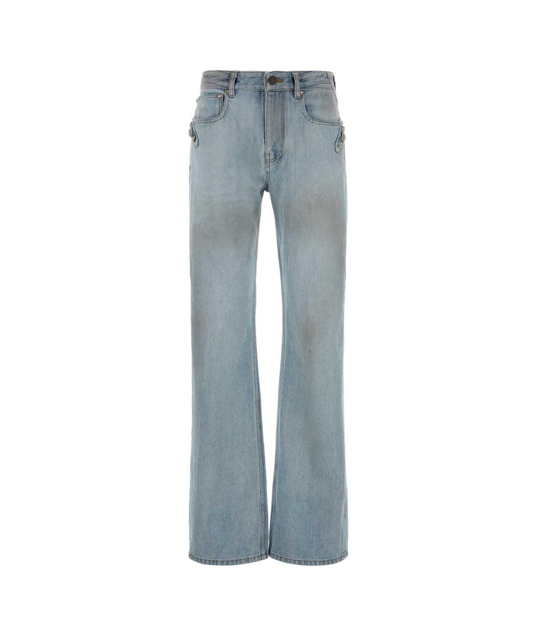 BALENCIAGA Голубые хлопковые джинсы клеш, фото 1