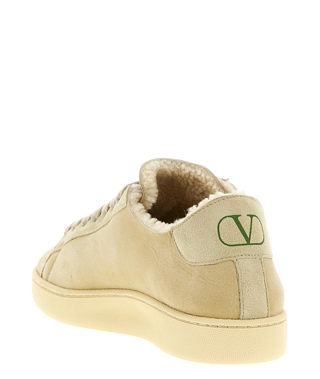 VALENTINO Бежевые замшевые низкие кроссовки / кеды, фото 3