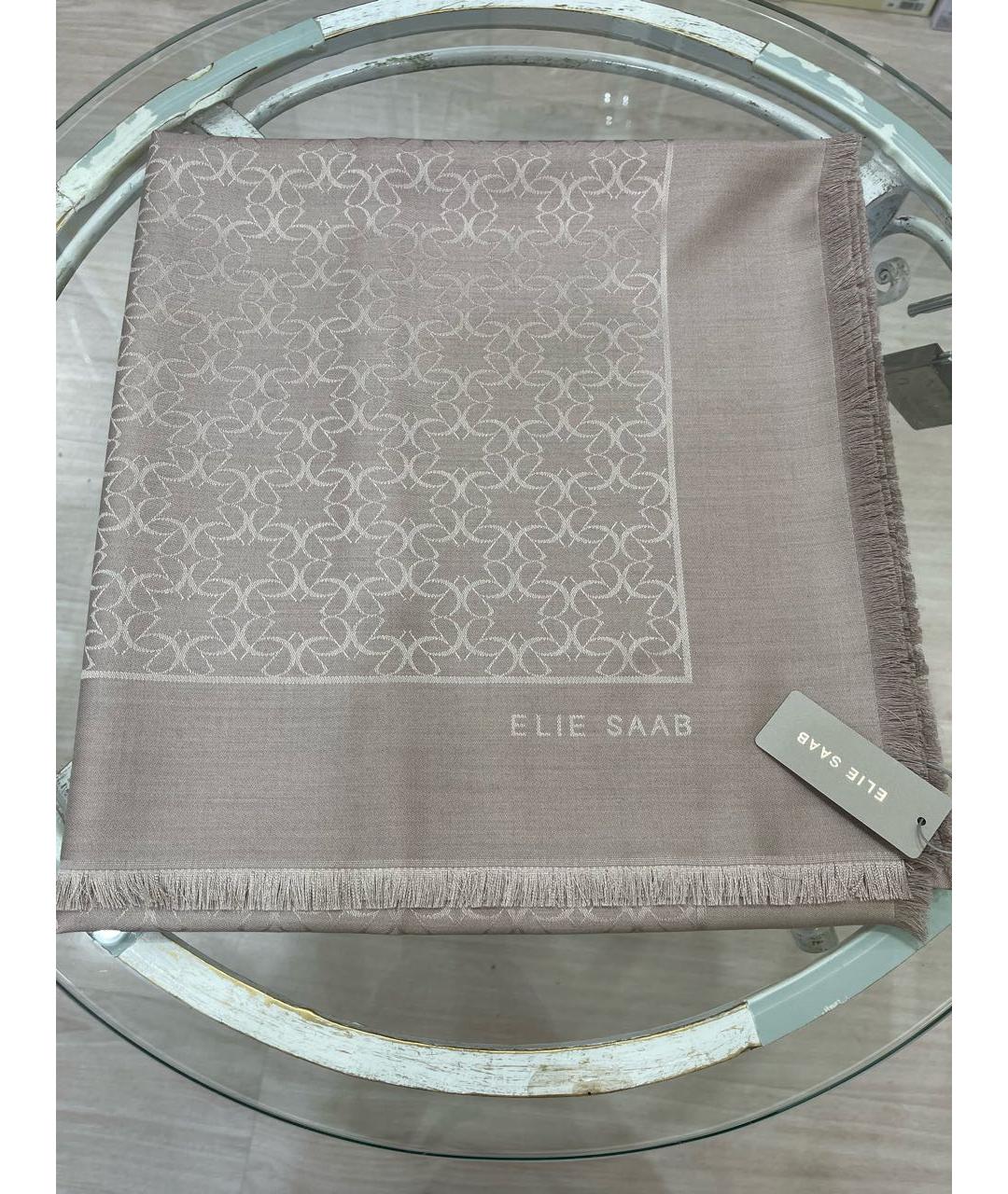 ELIE SAAB Бежевый шелковый платок, фото 5