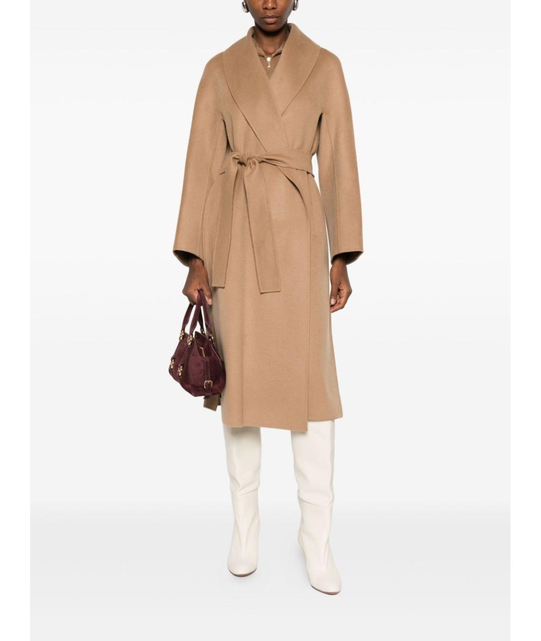 MAX MARA STUDIO Бежевое шерстяное пальто, фото 2