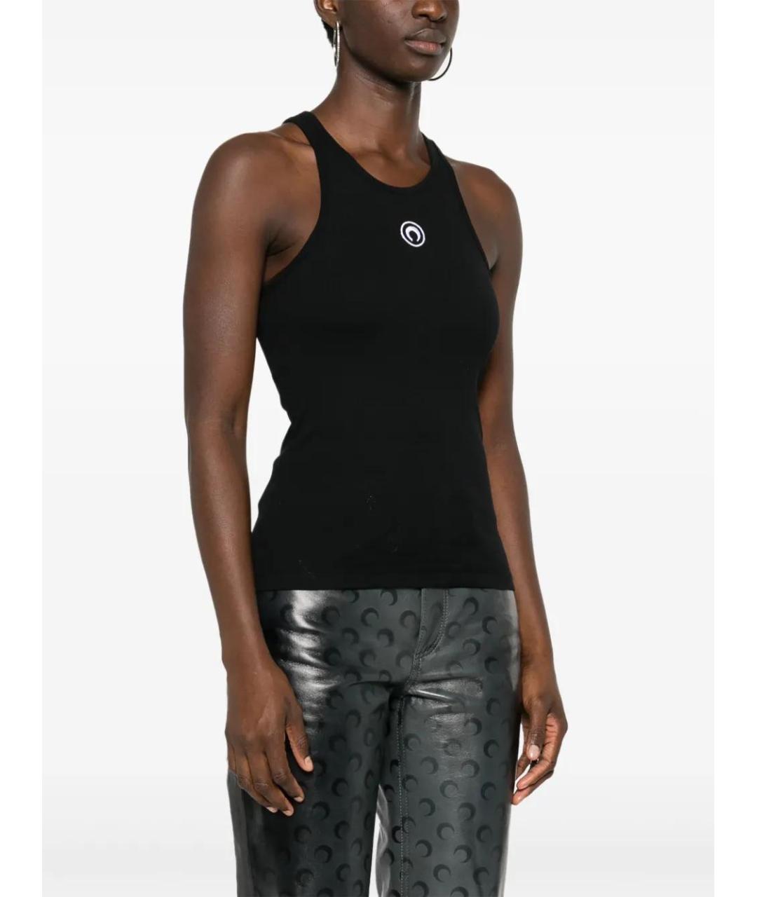 MARINE SERRE Черная хлопковая майка, фото 3