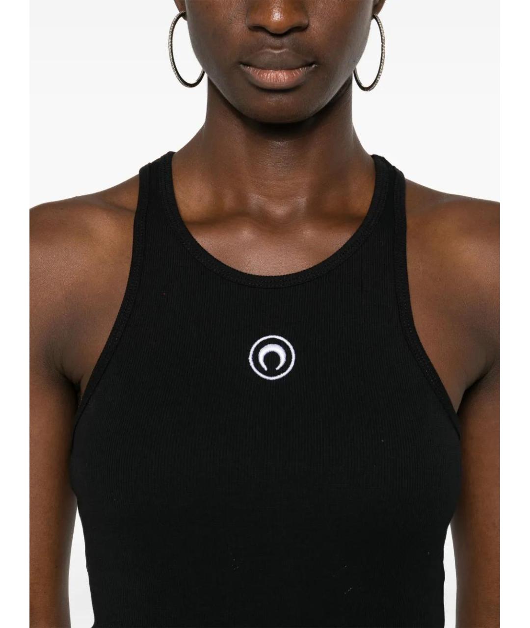 MARINE SERRE Черная хлопковая майка, фото 5